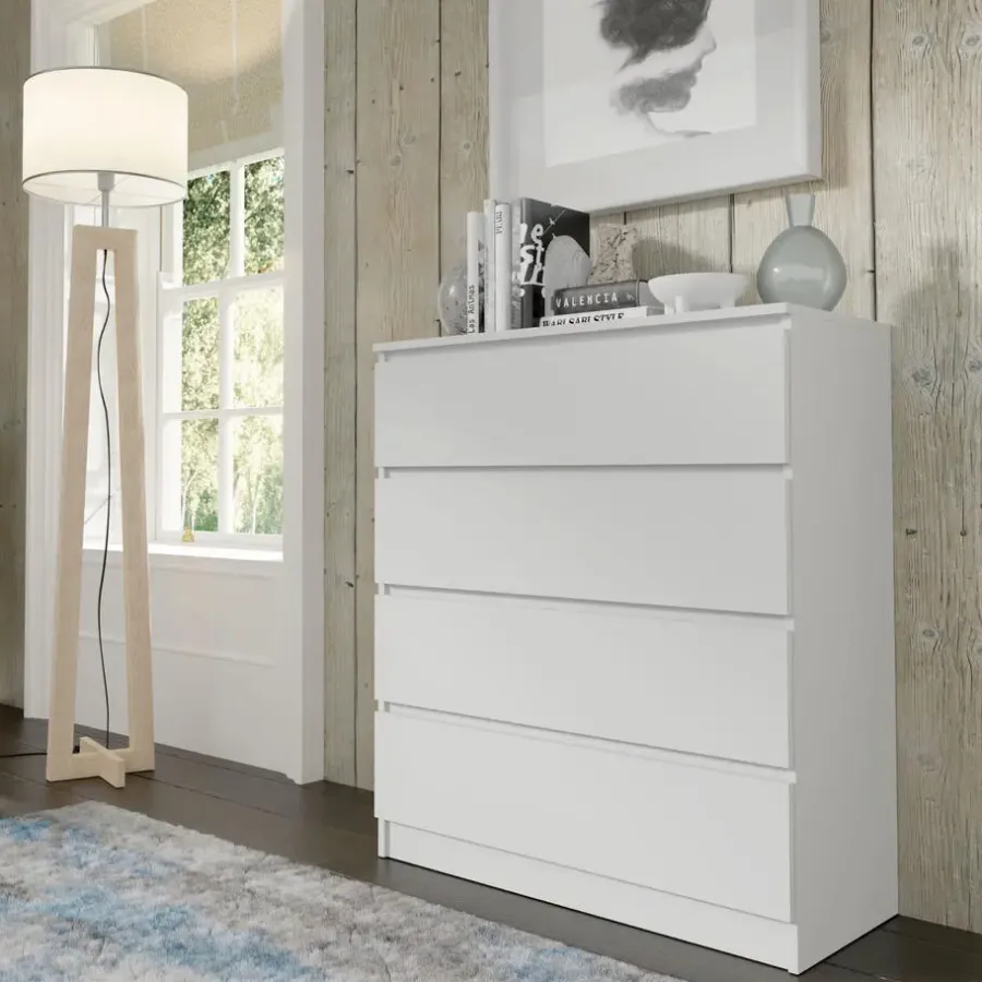 Homlando Maja dressoir S4 40x90x104 cm wit mat met 4 lades