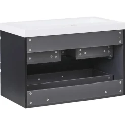 Leen Bakker MAKANA - Badkamermeubel met wastafel - Zwart - 80 cm - MDF
