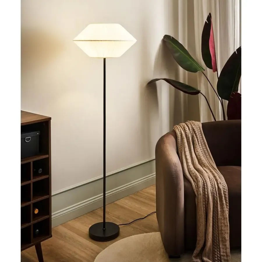 Leen Bakker MAKETSI - Staande lamp - Wit - IJzer/Stof