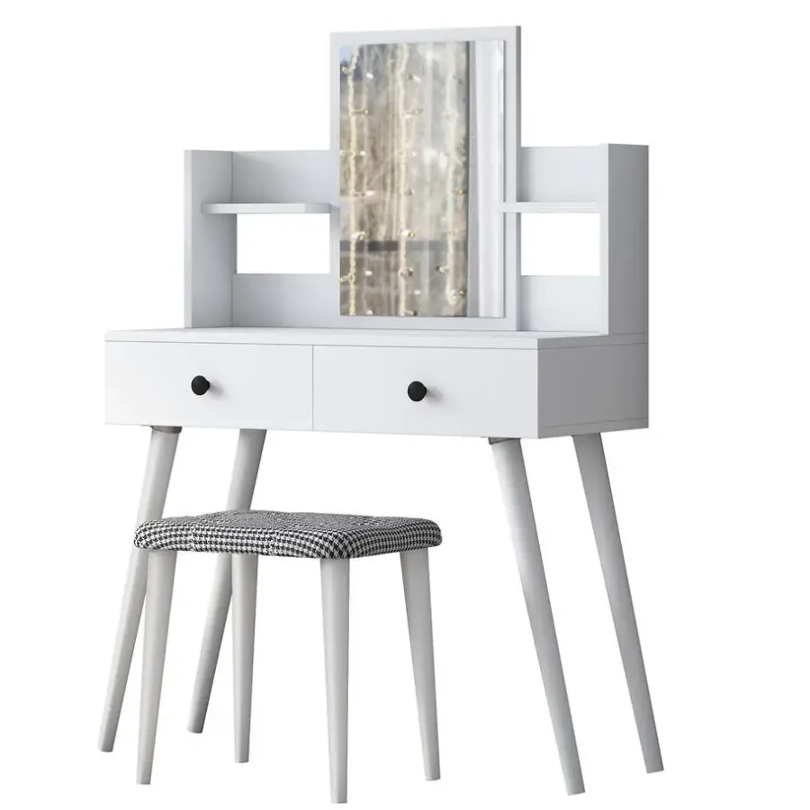 Arabic House Make-up Tafel Wit - 112cm - Incl. Kruk - Bulon