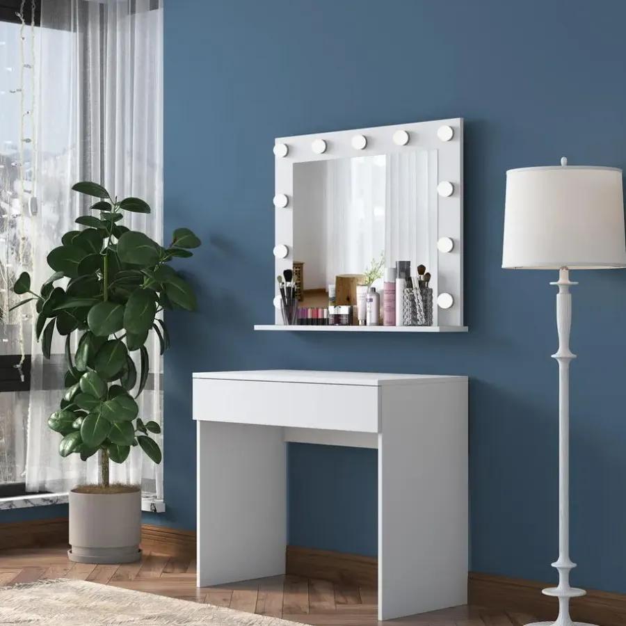 Arabic House Make-up Tafel Wit - 90cm - Incl. Spiegel - Bengisu