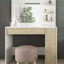 Trasman Make-uptafel Glamour met verlichting - wit/eik