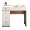 Kaptafels-Emob Make-uptafel Loïs 90cm 1 deur & 4 lades - lichte eikdecor/wit
