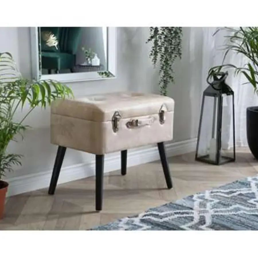 Hockers En Voetenbanken-Beliani MALLARD - Hocker - Beige - Kunstleer