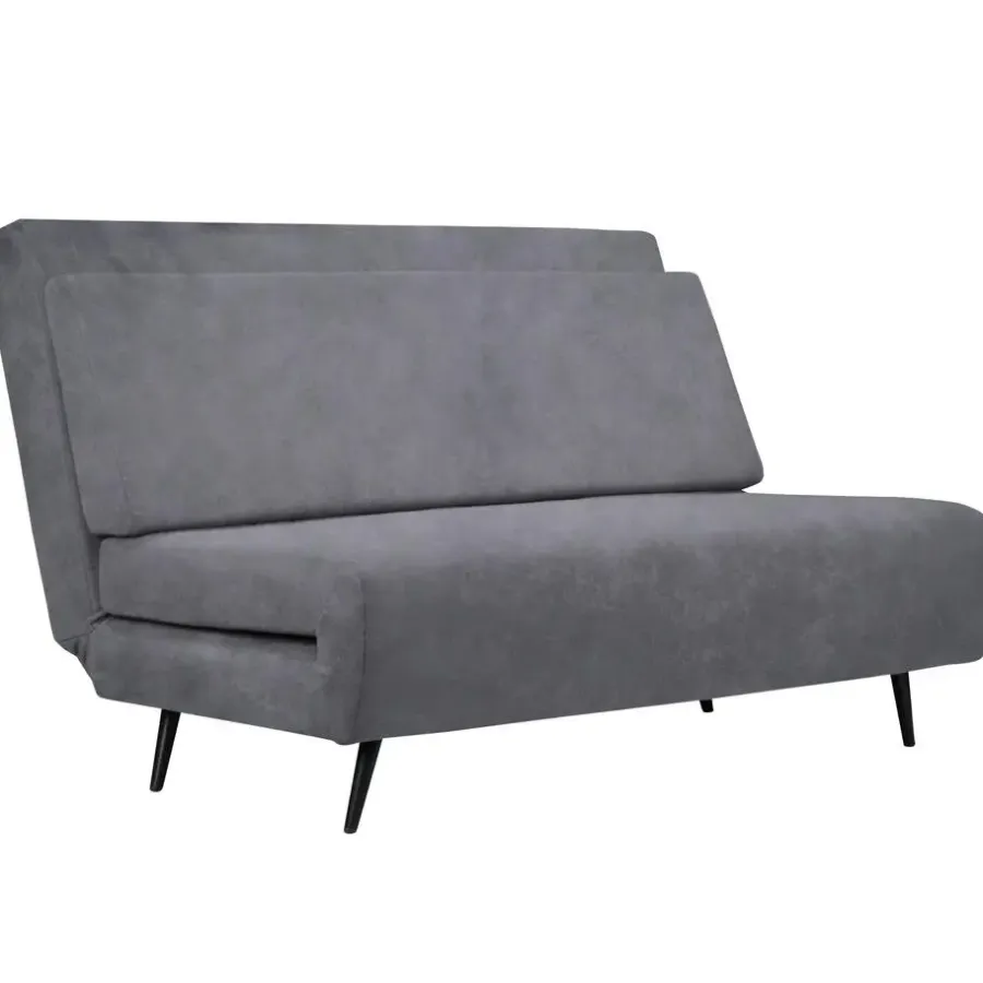 Slaapbanken|Slaapbanken-Dorel Home Mallory - Slaapbank 140 cm in antraciet fluweel