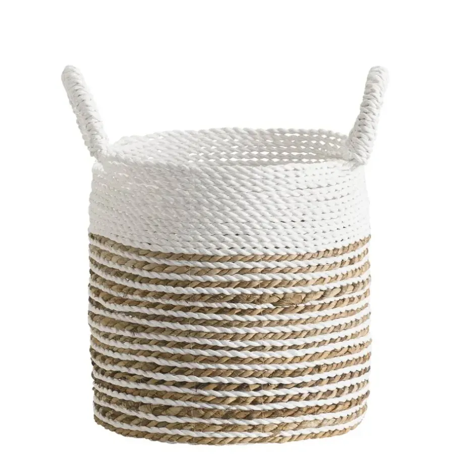 Leen Bakker Mand Bologna - naturel/wit - 30xØ28 cm