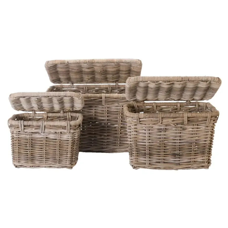 Leen Bakker Mand met deksel Meike - antiek grijs - 47x34x35 cm