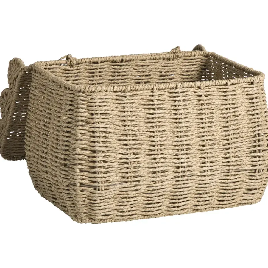 Opbergmanden-Leen Bakker Mand Moda met deksel - bruin - 27x37x23 cm