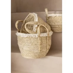 Opbergmanden-Leen Bakker Mand Pablo L - naturel - stro - 32xØ33,5 cm