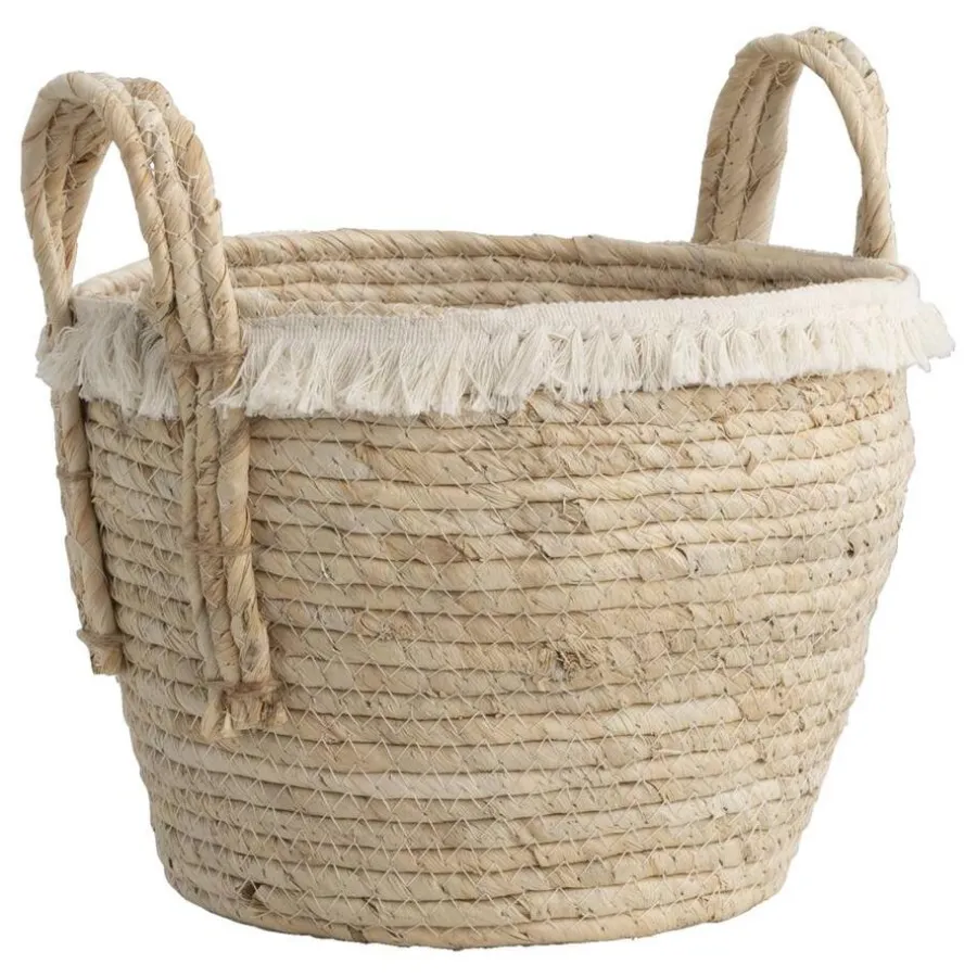 Opbergmanden-Leen Bakker Mand Pablo M - naturel - stro - 29,5xØ30 cm