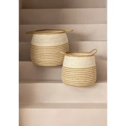 Opbergmanden-Leen Bakker Mand Tom - lichtbruin zeegras - 34xØ36 cm