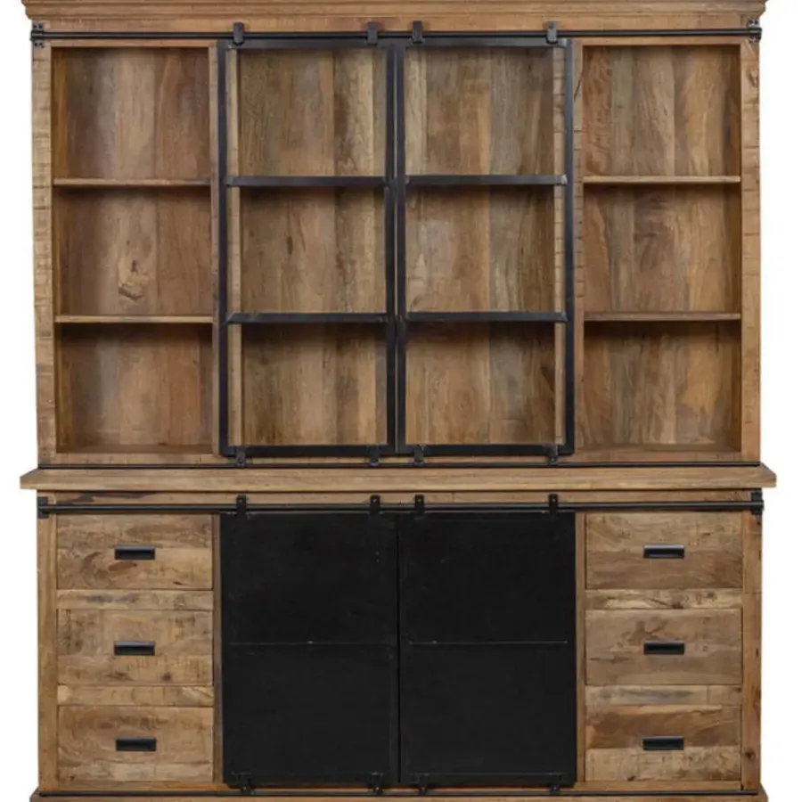Mangohoutonline - Buffetkast Denver 200x220cm Recht Rechthoekig - Bruin - Mahom