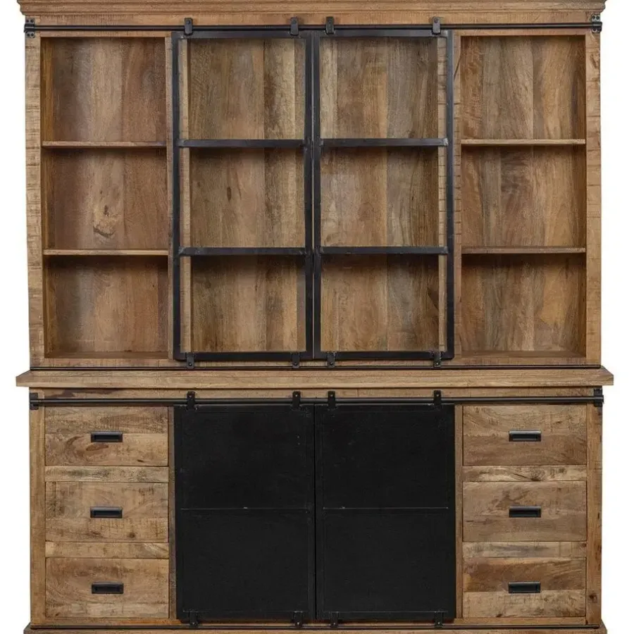 Mangohoutonline - Buffetkast Denver 200x220cm Recht Rechthoekig - Bruin - Mahom