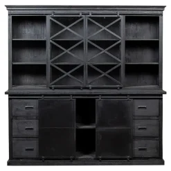 Mangohoutonline - Buffetkast Denver Black 200x220cm Rechthoekig - Zwart - Mahom