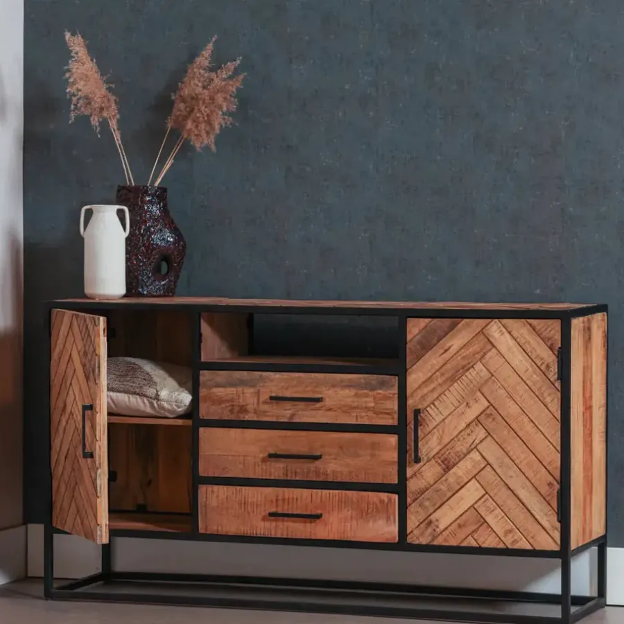 Mangohoutonline - Dressoir Toronto 145x80cm Rechthoekig - Bruin - Mahom