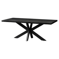 Mangohoutonline - Eettafel Memphis Black 140x90cm Rechthoekig - Zwart - Mahom