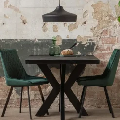 Mangohoutonline - Eettafel Memphis Black 140x90cm Rechthoekig - Zwart - Mahom
