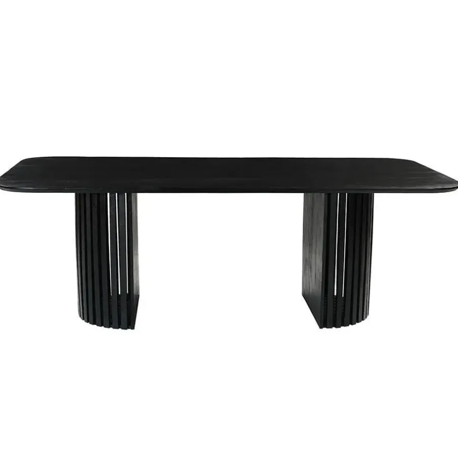 Rechthoekige Eettafels|Industriële Eettafels-Mangohoutonline - Eettafel Lucia Black 240x110cm Rechthoekig - Zwart - Mahom