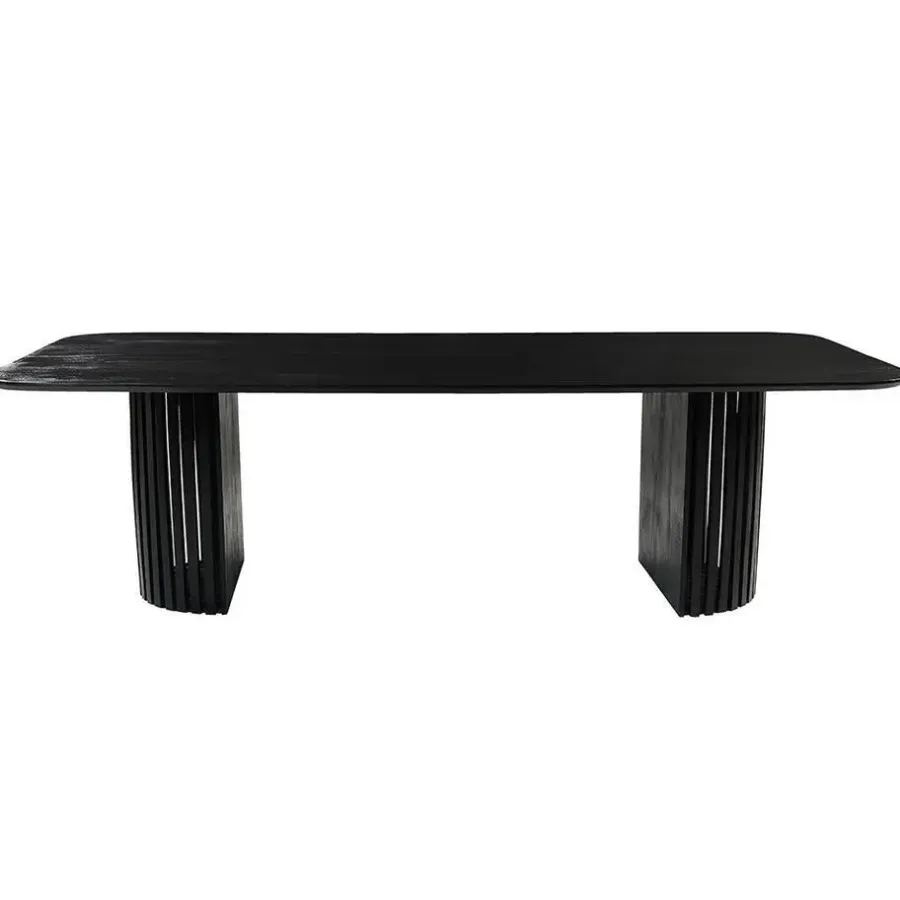 Rechthoekige Eettafels|Industriële Eettafels-Mangohoutonline - Eettafel Lucia Black 240x110cm Rechthoekig - Zwart - Mahom