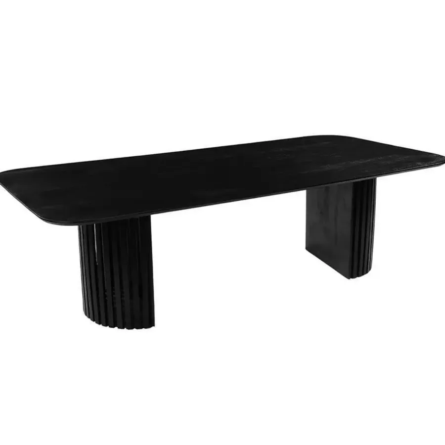 Rechthoekige Eettafels|Industriële Eettafels-Mangohoutonline - Eettafel Lucia Black 240x110cm Rechthoekig - Zwart - Mahom