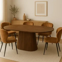 Industriële Eettafels|Ovale Eettafels-Mangohoutonline - Eettafel Nova Capsule Donkerbruin 240x110cm Rechthoekig