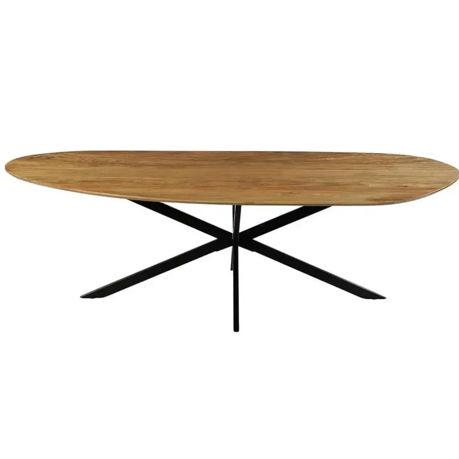 Mangohoutonline - Eettafel Organisch Alessia 240x110cm - Bruin - Mahom