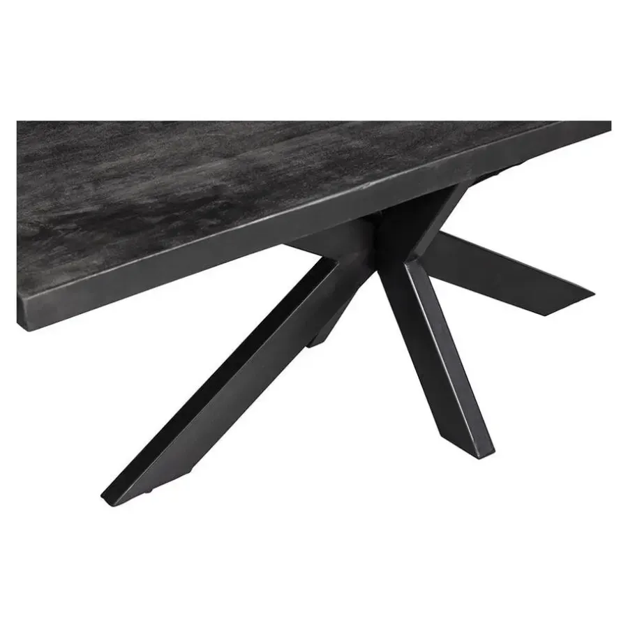 Industriële Eettafels-Mangohoutonline - Eettafel Memphis Black 220x100cm Rechthoekig - Zwart - Mahom