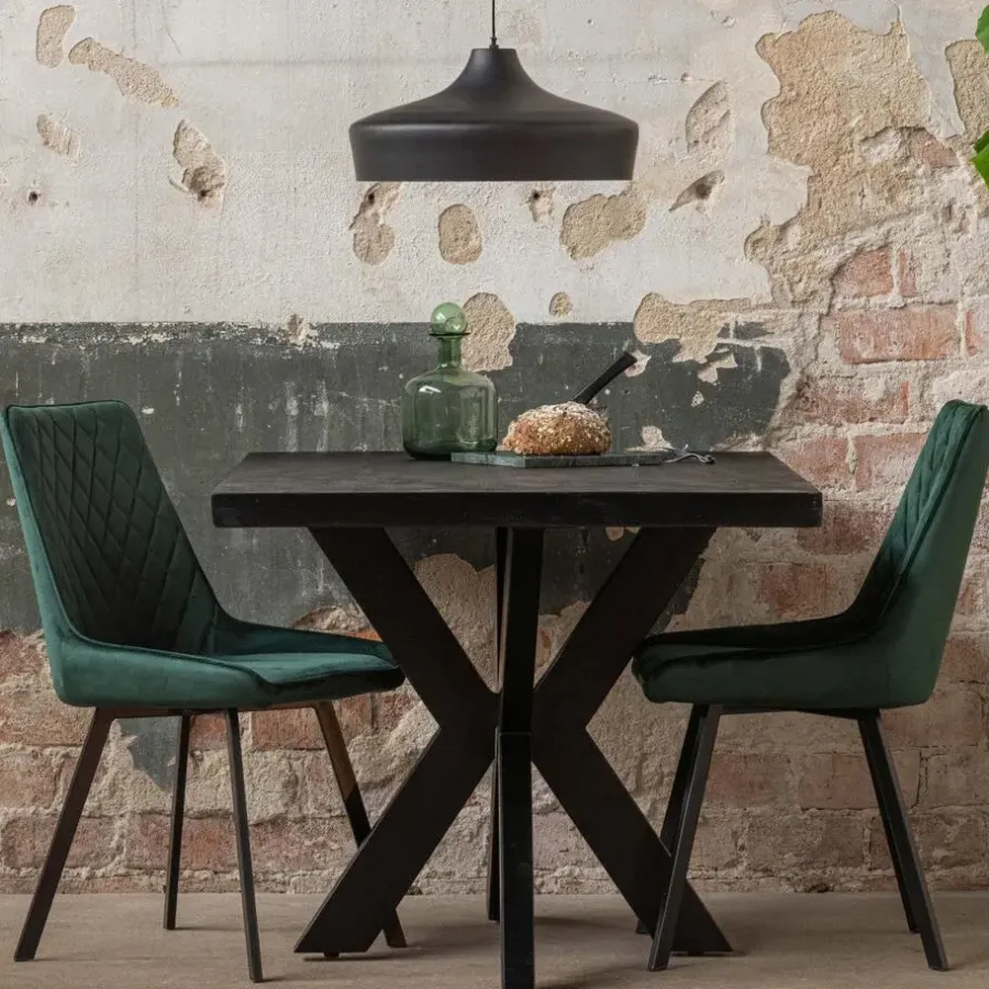 Industriële Eettafels-Mangohoutonline - Eettafel Memphis Black 220x100cm Rechthoekig - Zwart - Mahom