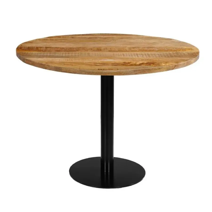 Industriële Eettafels-Mangohoutonline - Horecatafel Rond Ø100cm Rond - Bruin - Mahom
