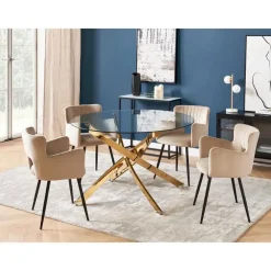 Ronde Eettafels-Beliani MARAMO - Eettafel - Goud - ⌀120 cm - Veiligheidsglas