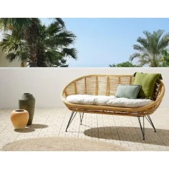 Beliani MARATEA - Tuinbank - Lichtbeige - Rotan