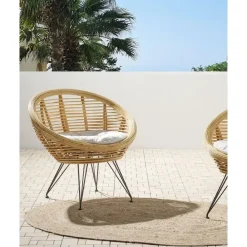 Beliani MARATEA - Tuinstoel set van 2 - Lichtbeige - Rotan