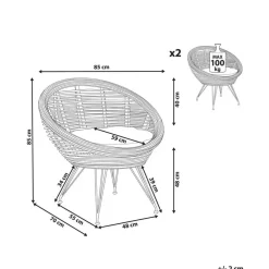 Beliani MARATEA - Tuinstoel set van 2 - Lichtbeige - Rotan