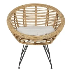 Beliani MARATEA - Tuinstoel set van 2 - Lichtbeige - Rotan