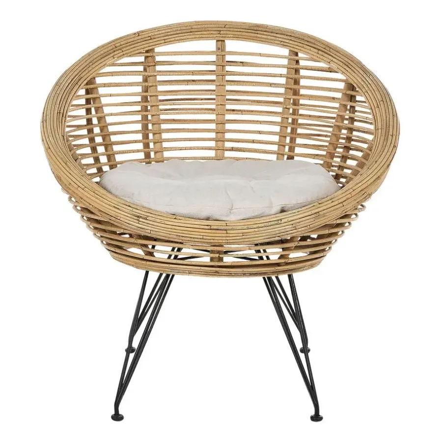 Beliani MARATEA - Tuinstoel set van 2 - Lichtbeige - Rotan