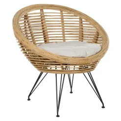 Beliani MARATEA - Tuinstoel set van 2 - Lichtbeige - Rotan