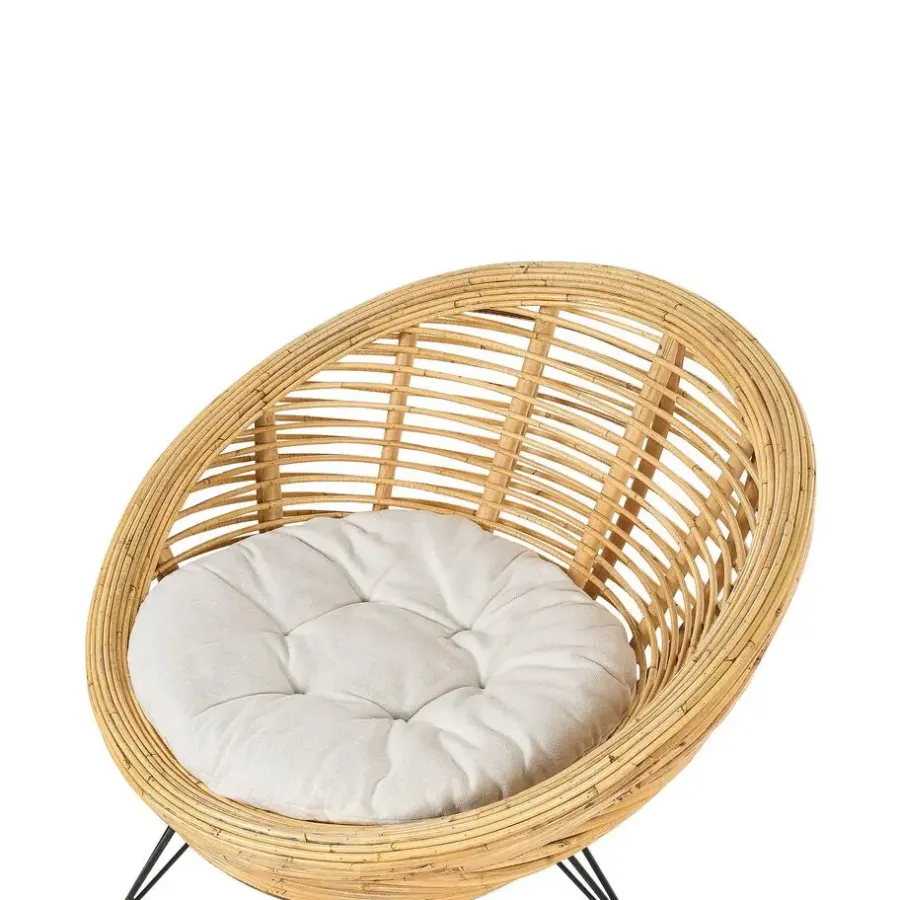 Beliani MARATEA - Tuinstoel set van 2 - Lichtbeige - Rotan