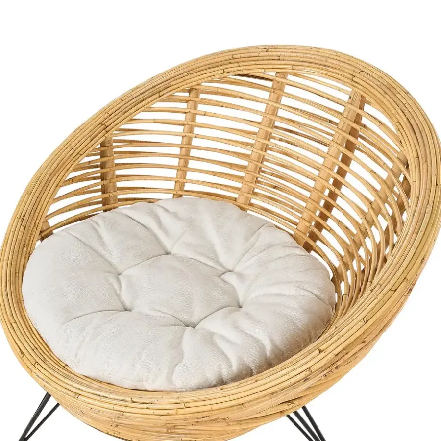 Beliani MARATEA - Tuinstoel set van 2 - Lichtbeige - Rotan