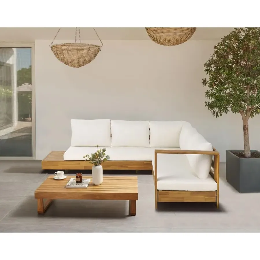 Loungesets-Leen Bakker MARETTIMO - Loungeset - Gebroken wit - Linkszijdig - Acaciahout