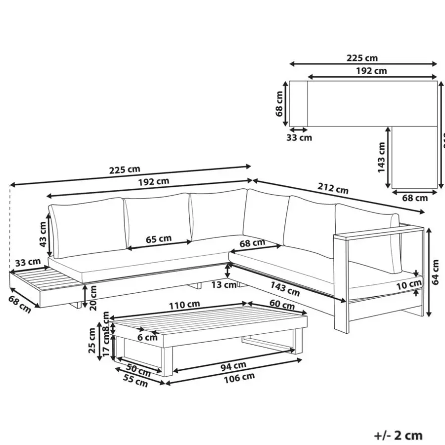 Loungesets-Leen Bakker MARETTIMO - Loungeset - Gebroken wit - Linkszijdig - Acaciahout