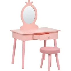 Kaptafels-Leen Bakker MARGIE - Kinderkaptafel met krukje - Roze - MDF
