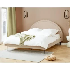 Beliani MARGUT - Bed - Beige - 160 x 200 cm - Bouclé