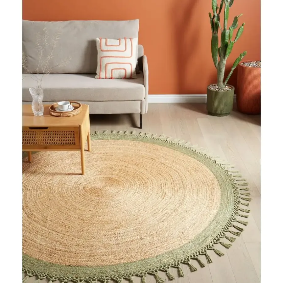 Tapijt-Leen Bakker MARTS - Vloerkleed - Beige/Groen - 200 cm - Jute