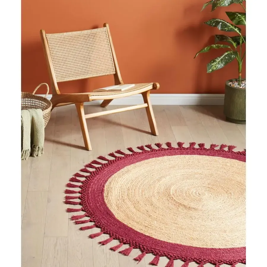 Leen Bakker MARTS - Vloerkleed - Donkerrood - 140 cm - Jute