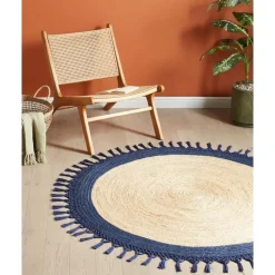 Tapijt-Leen Bakker MARTS - Vloerkleed - Donkerblauw - 140 cm - Jute