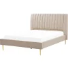 2-Persoons Bedden-Beliani MARVILLE - Tweepersoonsbed - Beige - 160 x 200 cm - Fluweel