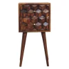 Nachtkastjes|Nachtkastjes-Artisan Furniture Massief Houten Eiken-achtige Kastanje Kubus Nachtkastje