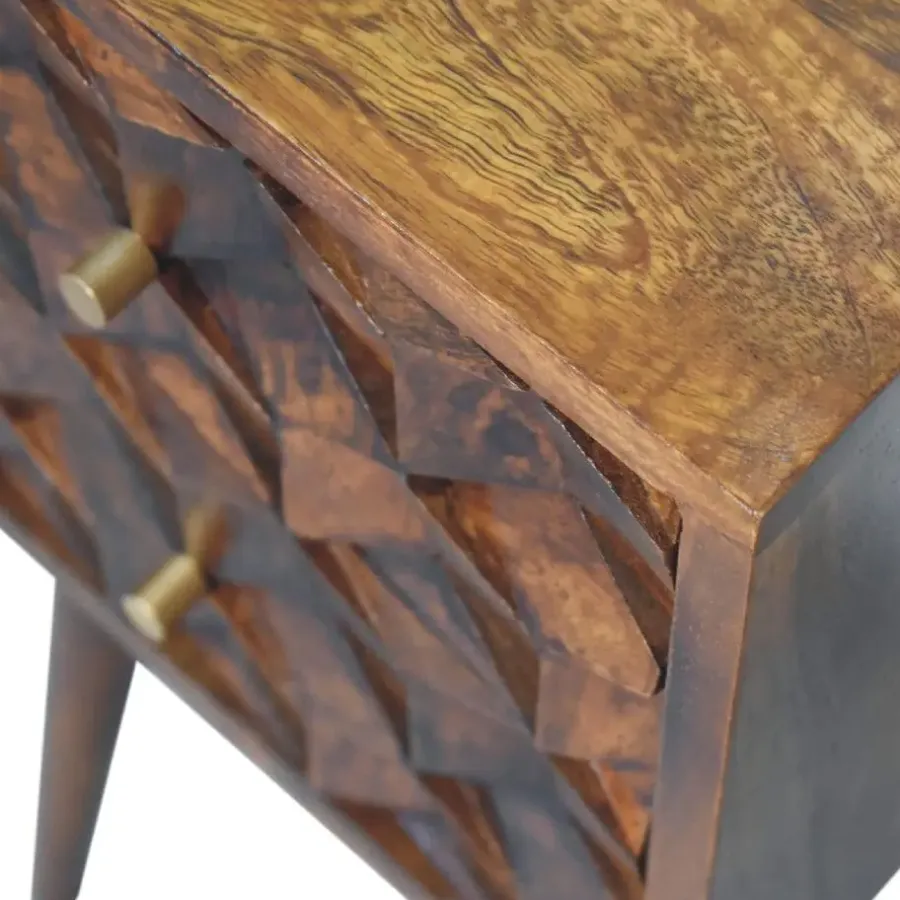 Nachtkastjes|Nachtkastjes-Artisan Furniture Massief Houten Eiken-achtige Kastanje Kubus Nachtkastje