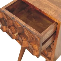 Nachtkastjes|Nachtkastjes-Artisan Furniture Massief Houten Eiken-achtige Kastanje Kubus Nachtkastje