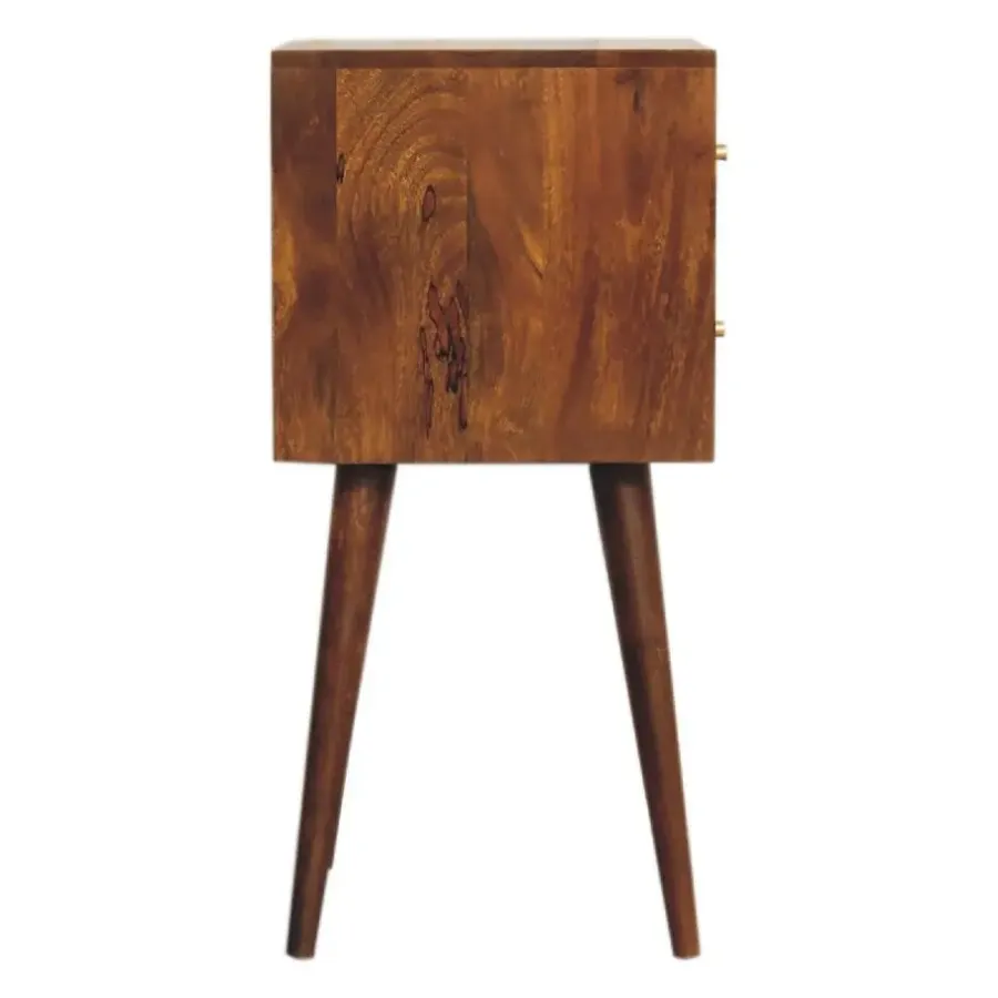 Nachtkastjes|Nachtkastjes-Artisan Furniture Massief Houten Eiken-achtige Kastanje Kubus Nachtkastje